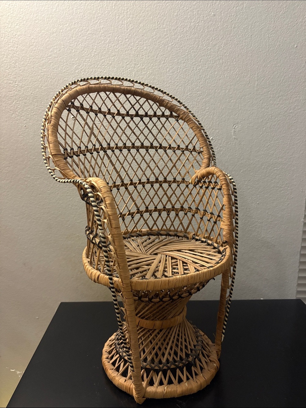 Vintage Rattan Peacock Chair 15”